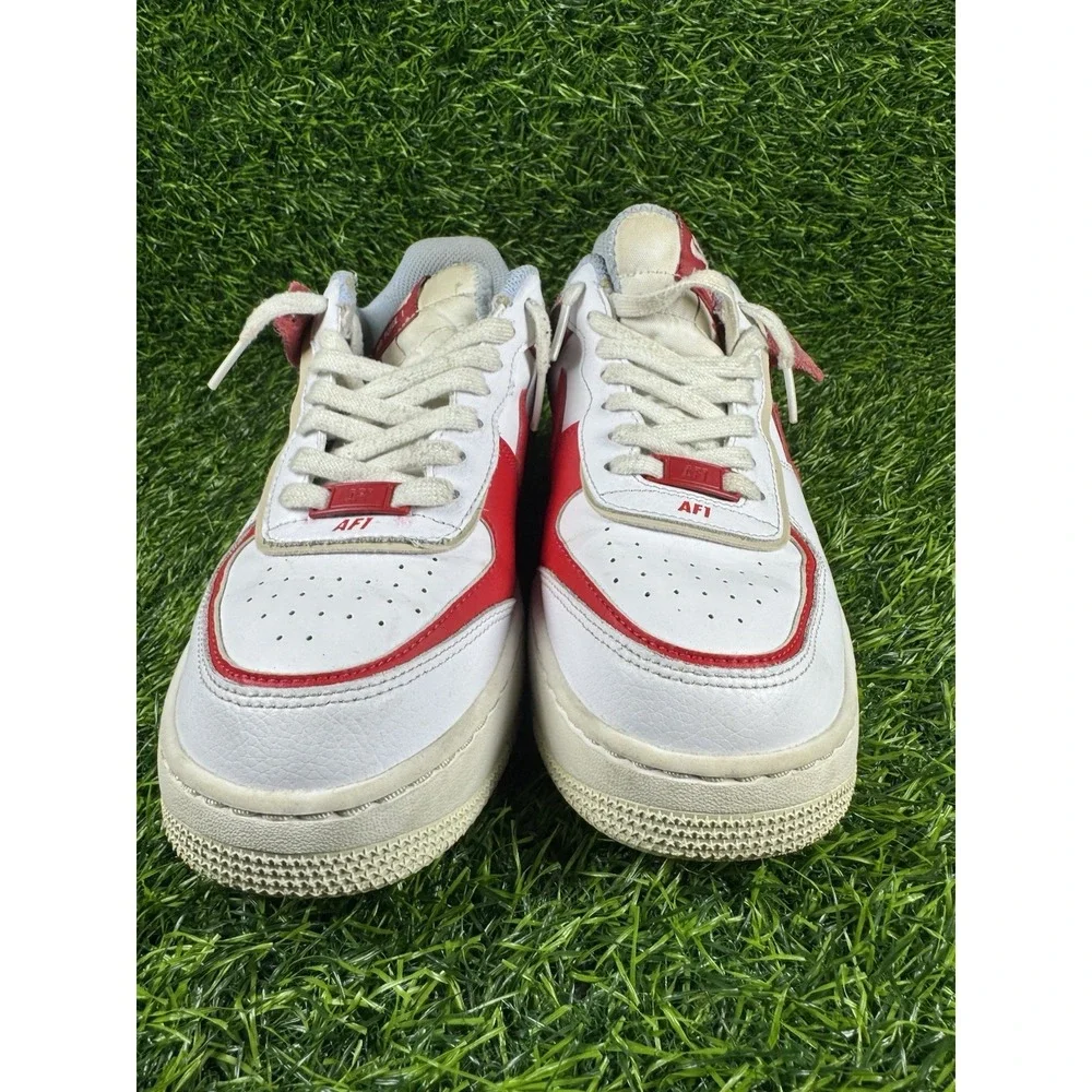 Nike Wmns Air Force 1 Shadow 'Cracked Leather' white, gym red, aluminum Size 8.5